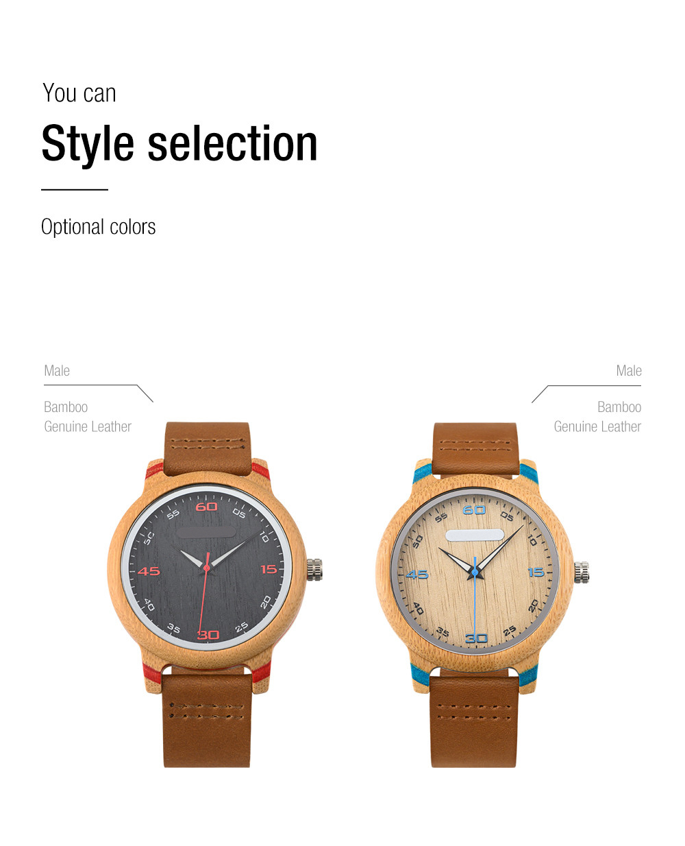 Custom watch company creat color bamboo watches quartz movement