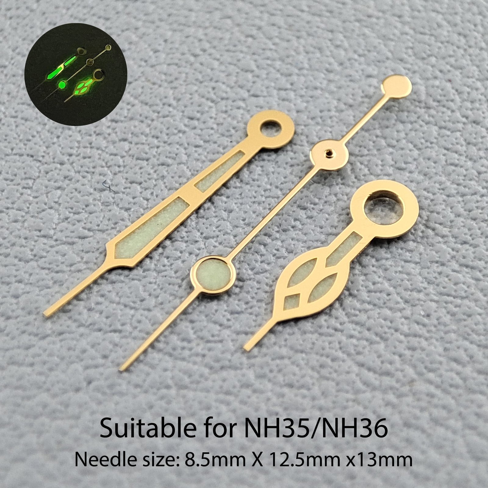 Custom luminous C3 hands in gold and other color,luminous watch hands,mens watch luminous hands